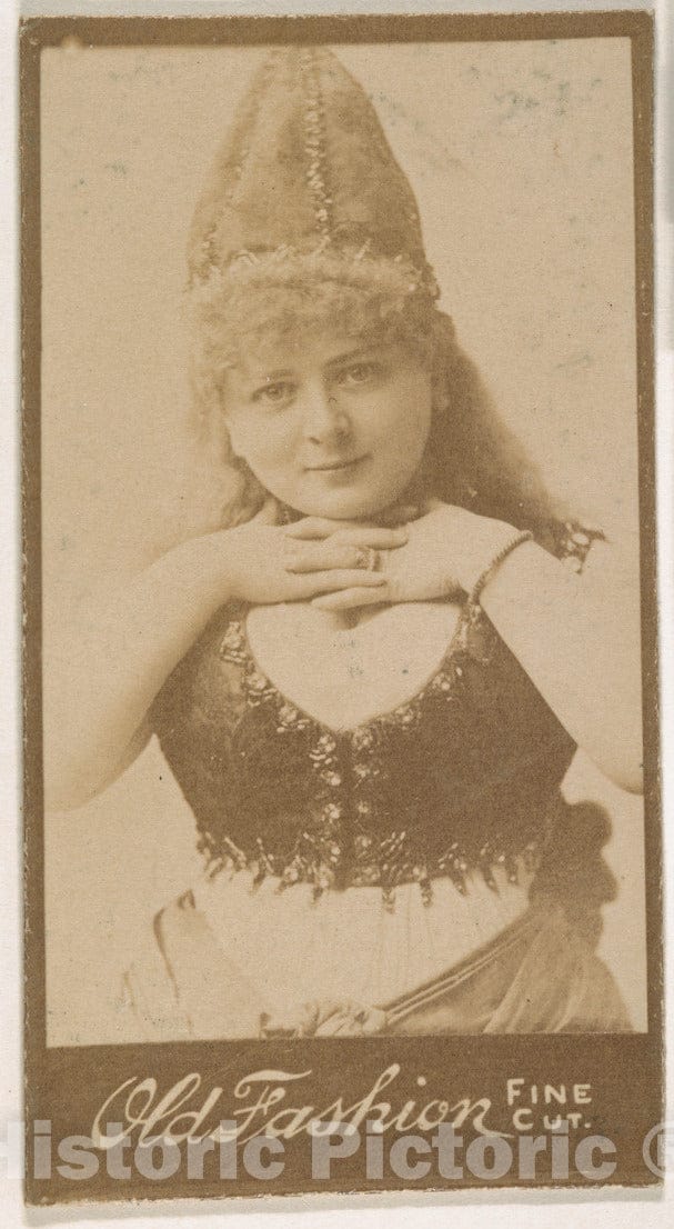 Photo Print : Actress Wearing Pointed Cap, from The Actresses Series (N664) Promoting Old Fashion Fine Cut Tobacco 2 : Vintage Wall Art