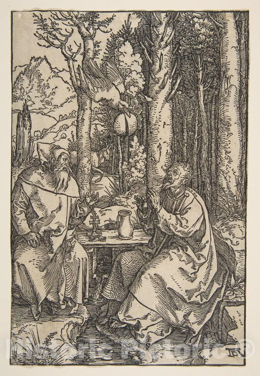 Art Print : Albrecht Dürer - Saint Anthony and Saint Paul in The Desert 1 : Vintage Wall Art