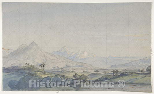 Art Print : Eugène Cicéri - Design for a Stage Set at The Opéra, Paris 6 : Vintage Wall Art