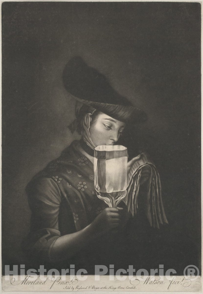 Art Print : Thomas Watson - A Girl Singing Ballads by a Paper Lanthorn : Vintage Wall Art