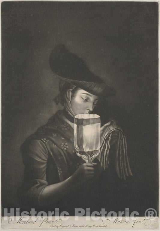 Art Print : Thomas Watson - A Girl Singing Ballads by a Paper Lanthorn : Vintage Wall Art