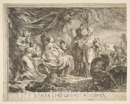 Art Print : Gabriel de Saint-Aubin - Laban cherchent SES dieux : Vintage Wall Art
