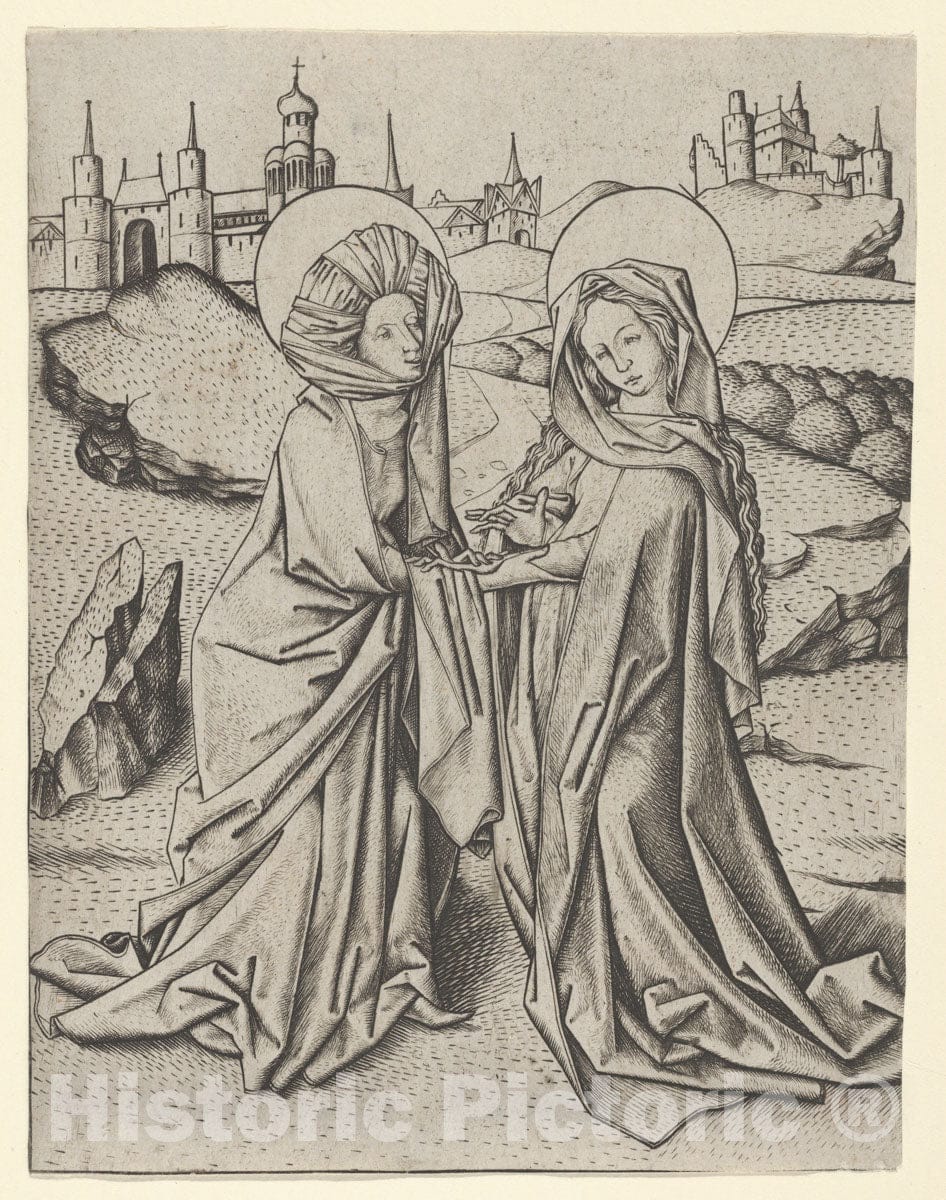 Art Print : Master ES - The Visitation : Vintage Wall Art