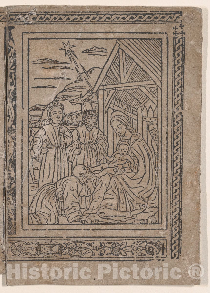 Art Print : Anonymous, Italian - Adoration of The Magi, from Johannes Hildesheimensis, Legenda Sanctorum trium regum' (Modena, D. Richizola, 1490) : Vintage Wall Art