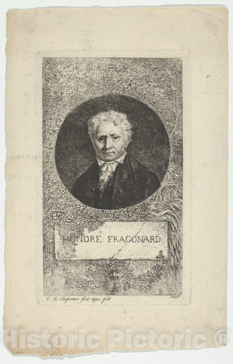 Art Print : Charles Louis François Le Carpentier - Portrait of Jean Honoré Fragonard : Vintage Wall Art