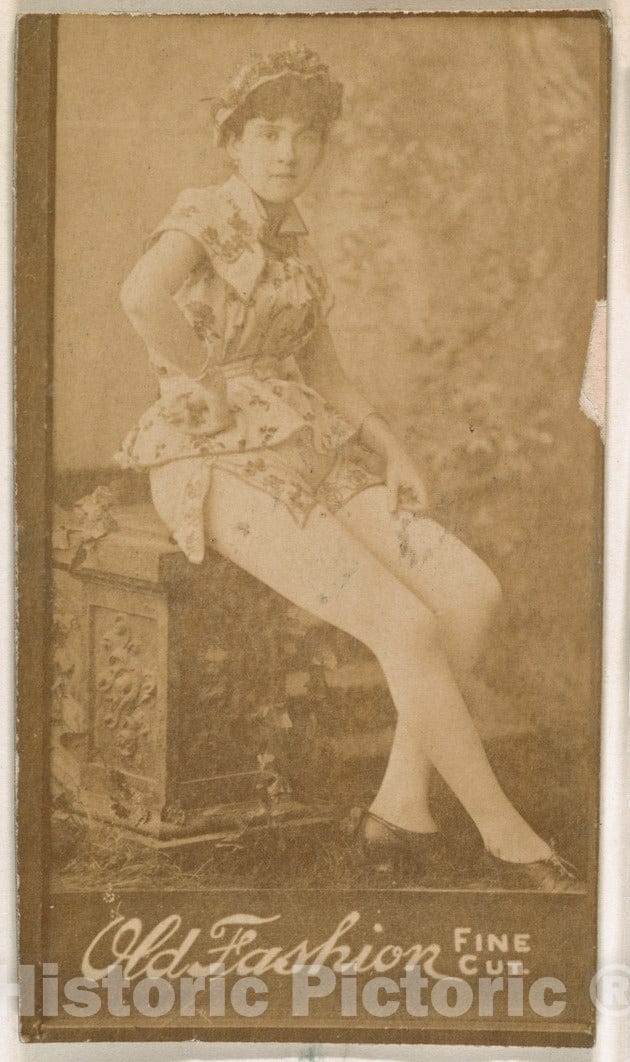 Photo Print : Actress Seated on Bench, from The Actresses Series (N664) Promoting Old Fashion Fine Cut Tobacco 2 : Vintage Wall Art