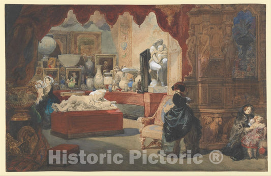 Art Print : Eugène-Louis Lami - Interior of a Museum : Vintage Wall Art