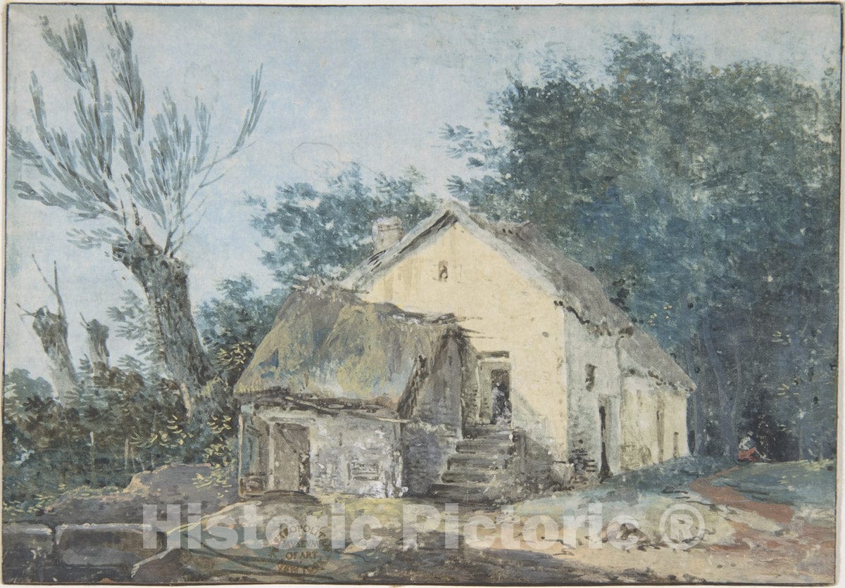 Art Print : French, 18th Century - Landscape – Cottage in a Wood : Vintage Wall Art