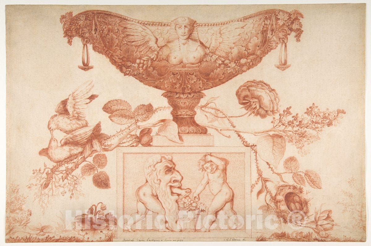 Art Print : Aubert Henri Joseph Parent - Wine Cooler or Vase on a Classical Pedestal : Vintage Wall Art