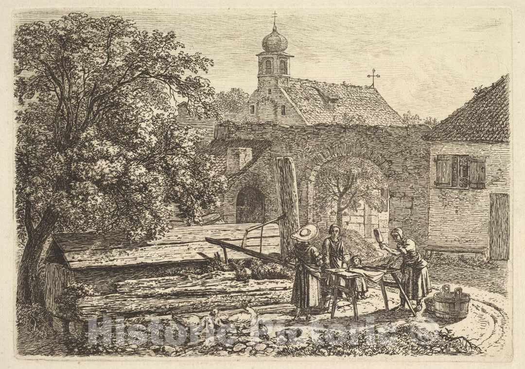 Art Print : Johann Christoph Erhard - Laundress at an Artesian Well : Vintage Wall Art
