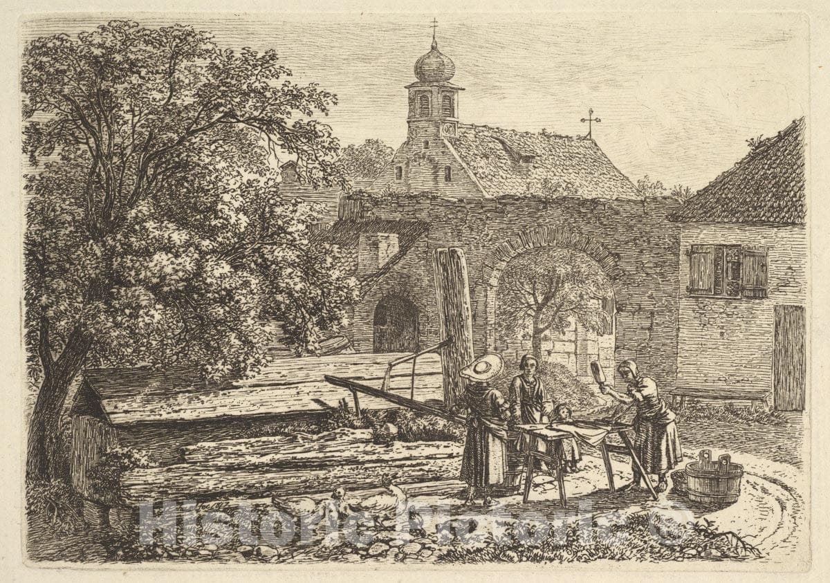 Art Print : Johann Christoph Erhard - Laundress at an Artesian Well : Vintage Wall Art