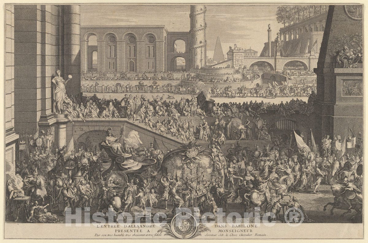 Art Print : Sébastien Leclerc I - The Entry of Alexander into Babylon : Vintage Wall Art