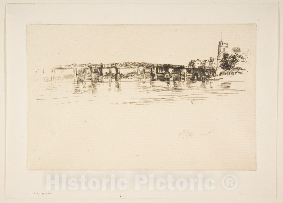 Art Print : James McNeill Whistler - The Little Putney, No. 1 (Little Putney Bridge) : Vintage Wall Art