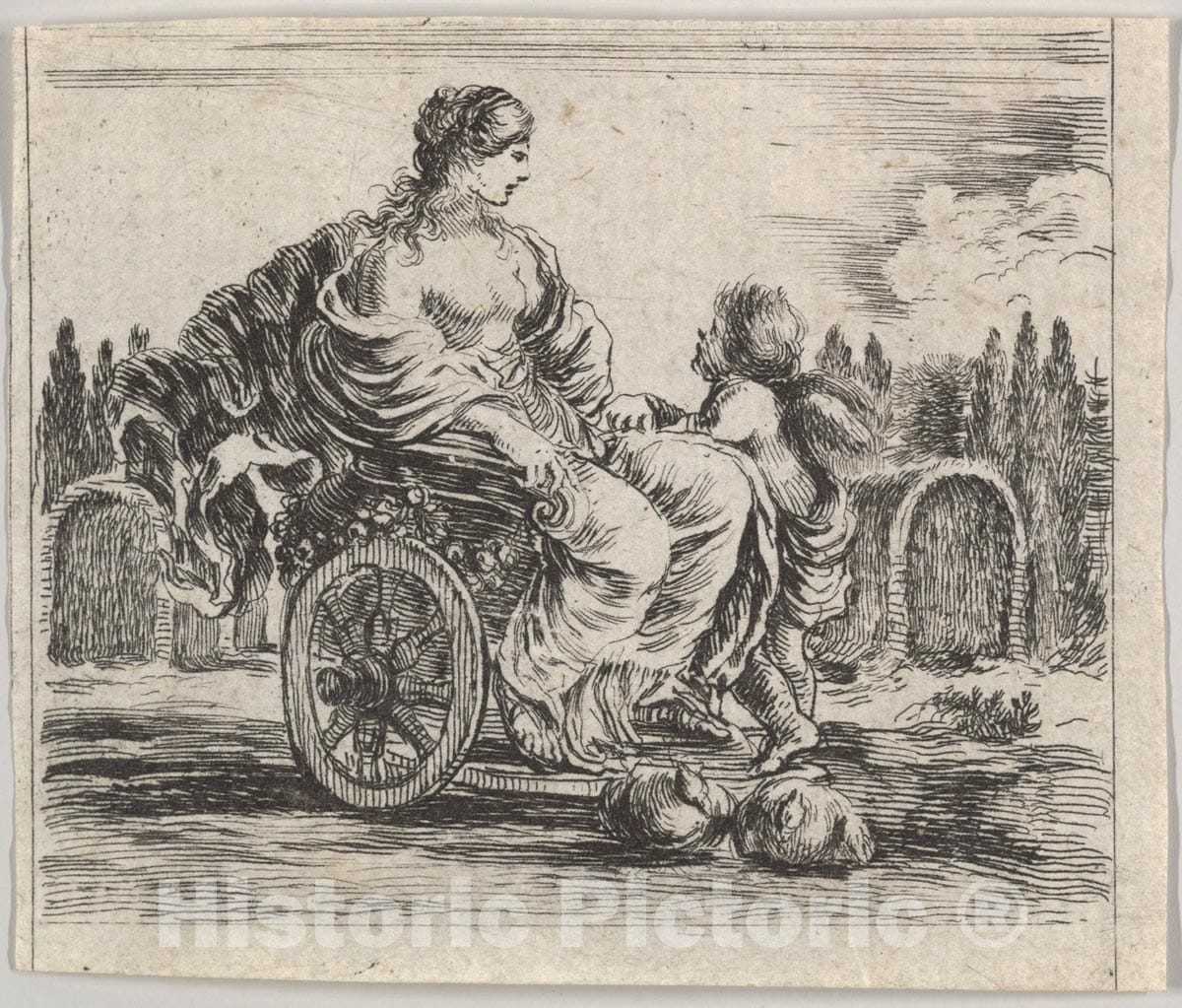 Art Print : Stefano Della Bella - Venus, from 'Game of Mythology' (Jeu de la Mythologie) : Vintage Wall Art