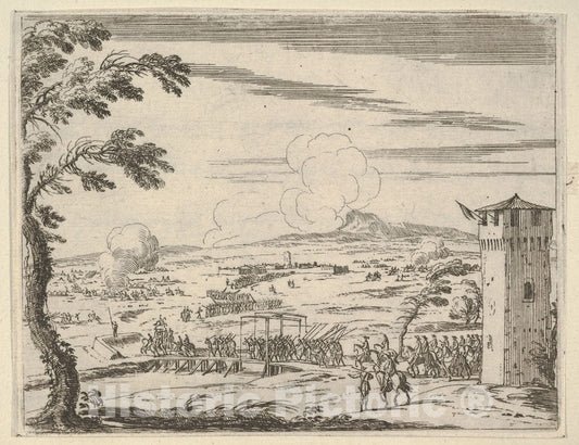 Art Print : Francesco I d'Este Protects The Piazza di Nonantola Against The Marchesa Mattei - Artist: Bartolomeo Fenice (Fenis) - Created: 1659 : Vintage Wall Art