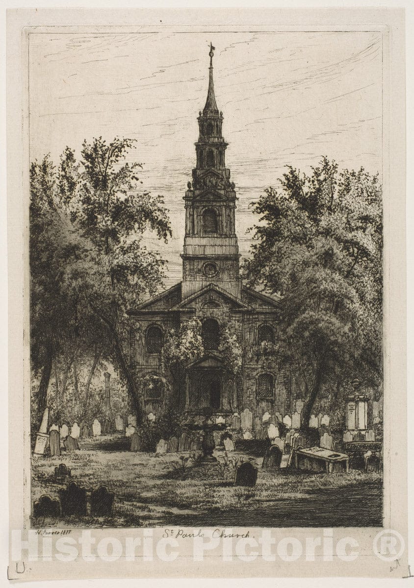 Art Print : Henry Farrer - St. Paul's Chapel, New York (from Scenes of Old New York) : Vintage Wall Art