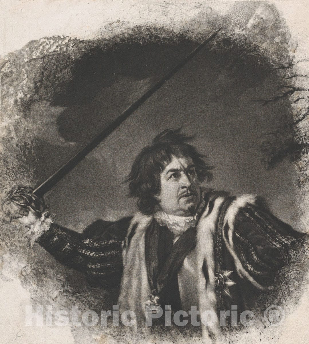 Art Print : Samuel William Reynolds, The Elder - David Garrick as Richard III (Shakespeare, King Richard III, Act 5, Scene 8) : Vintage Wall Art