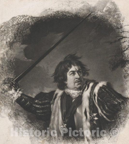 Art Print : Samuel William Reynolds, The Elder - David Garrick as Richard III (Shakespeare, King Richard III, Act 5, Scene 8) : Vintage Wall Art
