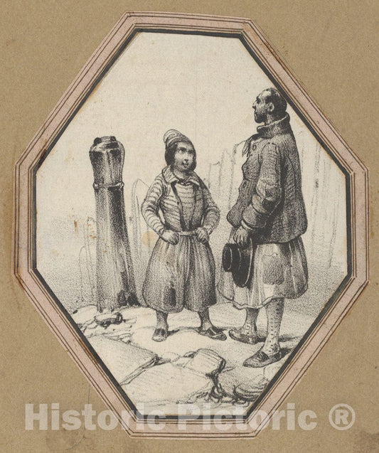 Art Print : Victor Adam - Child Staring up at a Man : Vintage Wall Art