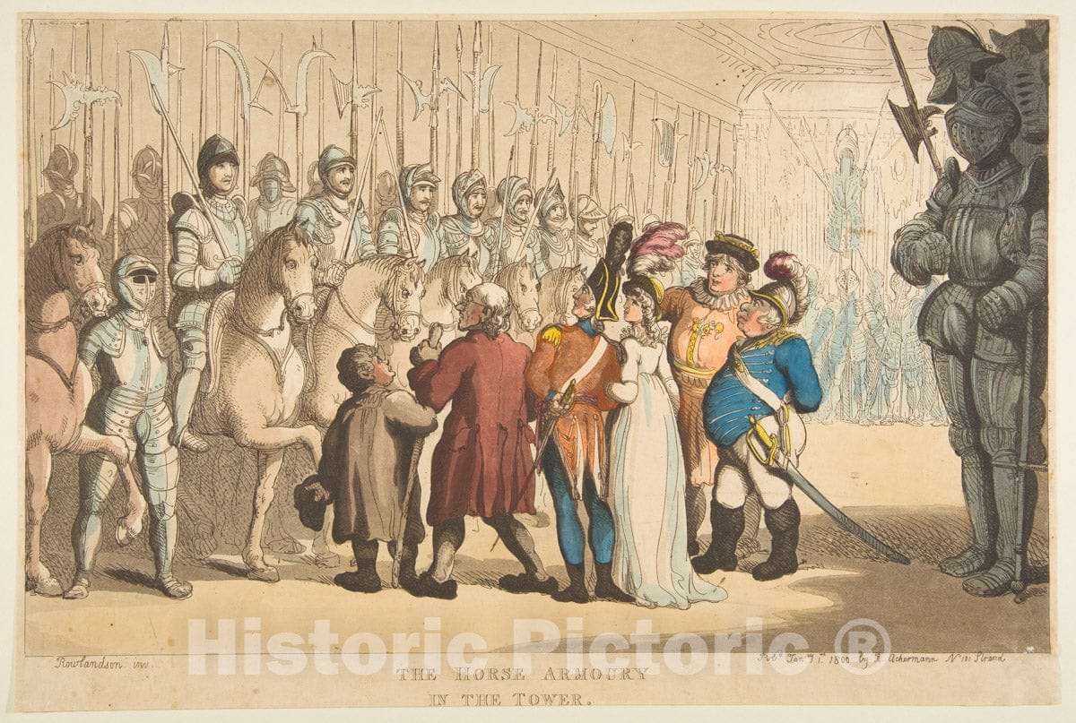Art Print : Thomas Rowlandson - The Horse Armoury in The Tower : Vintage Wall Art