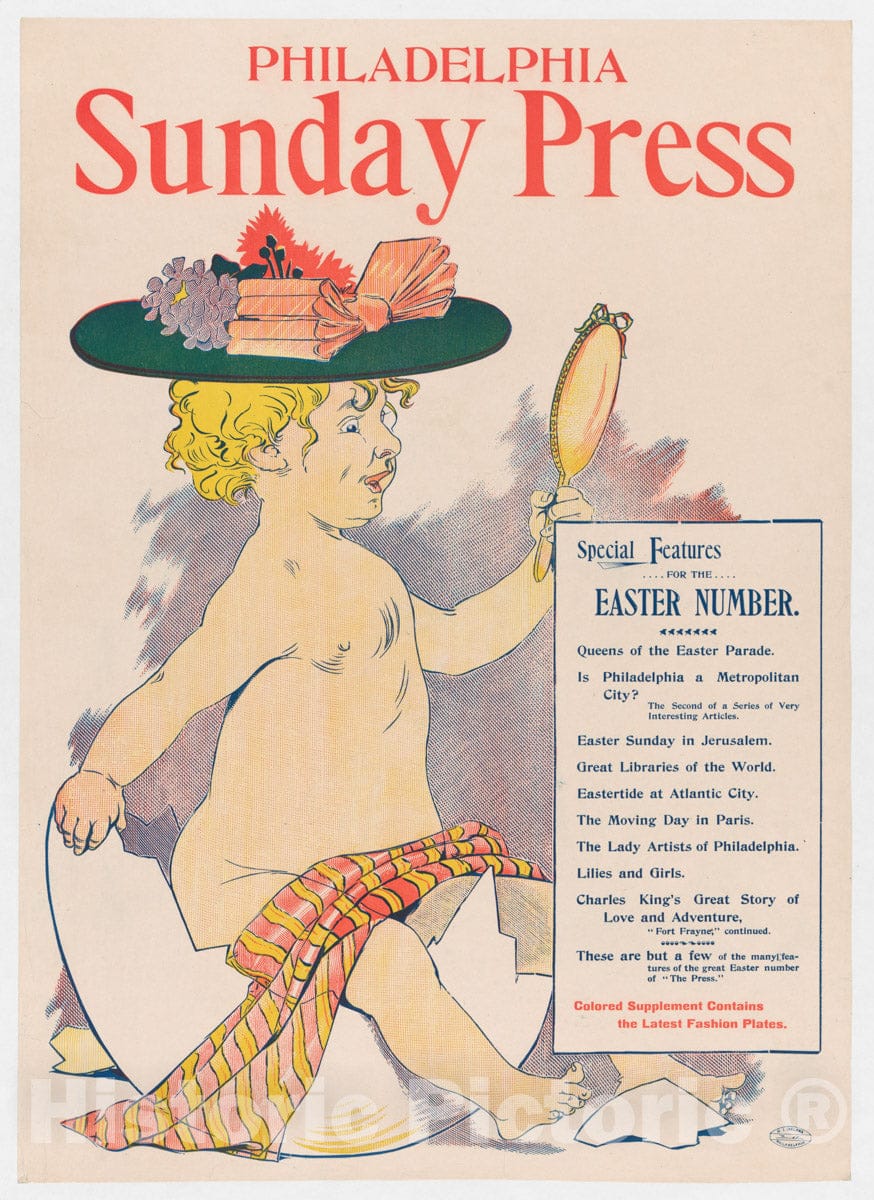 Art Print : George Reiter Brill - Advertisement for Philadelphia Sunday Press: Easter : Vintage Wall Art
