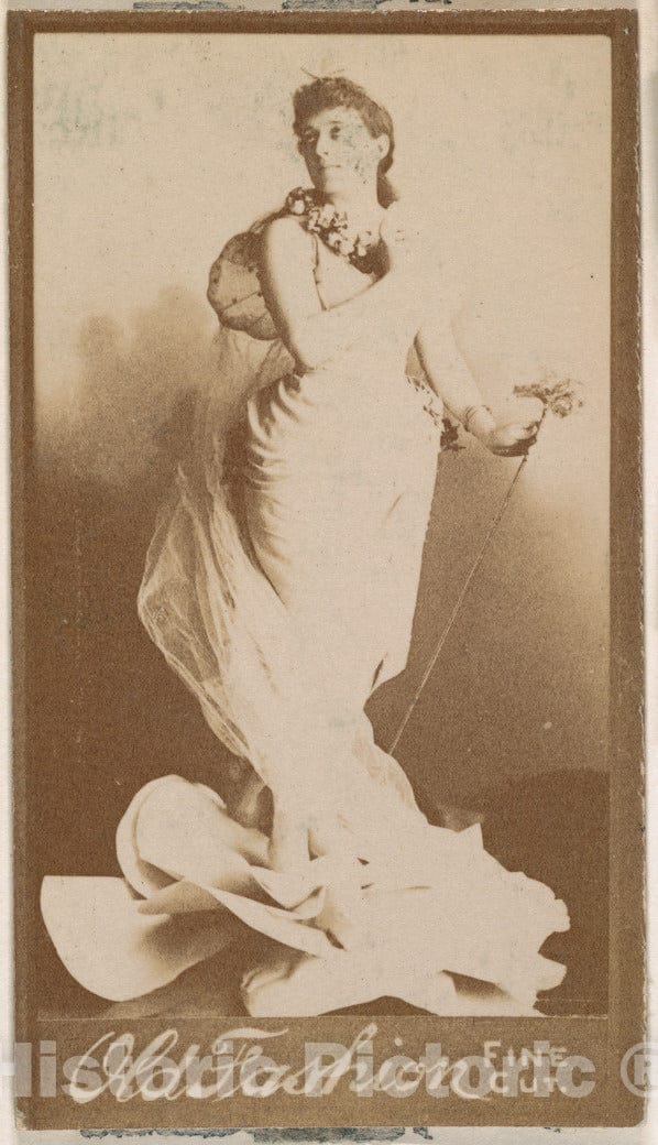 Photo Print : Actress Holding Metal Staff, from The Actresses Series (N664) Promoting Old Fashion Fine Cut Tobacco : Vintage Wall Art