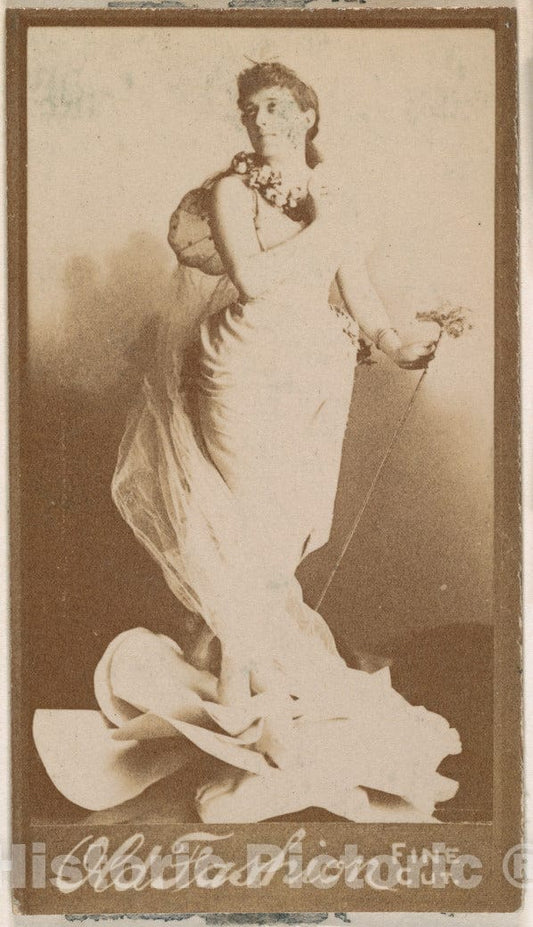 Photo Print : Actress Holding Metal Staff, from The Actresses Series (N664) Promoting Old Fashion Fine Cut Tobacco : Vintage Wall Art