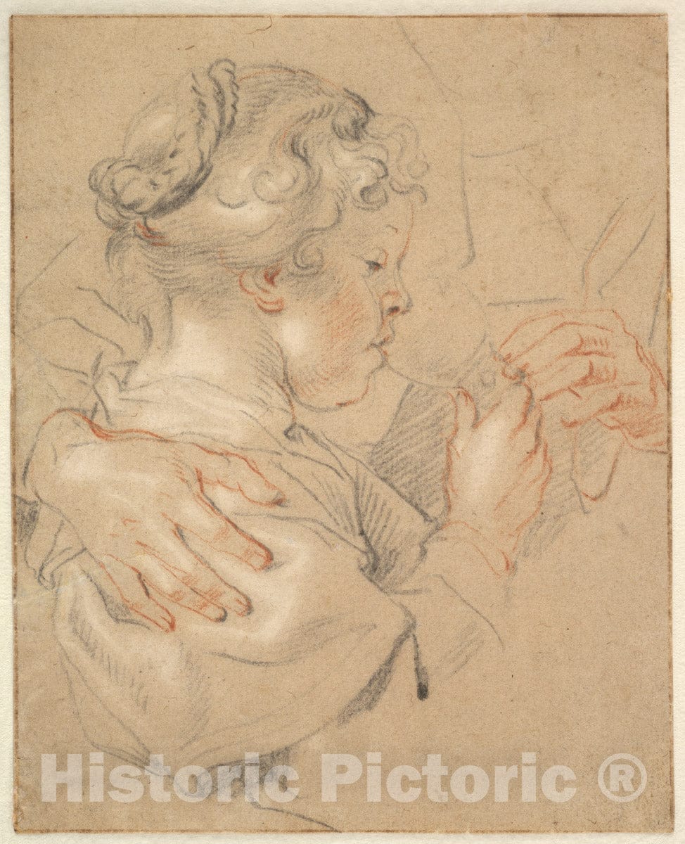 Art Print : Jacob Jordaens - Study of a Young Girl Drinking from a Glass : Vintage Wall Art