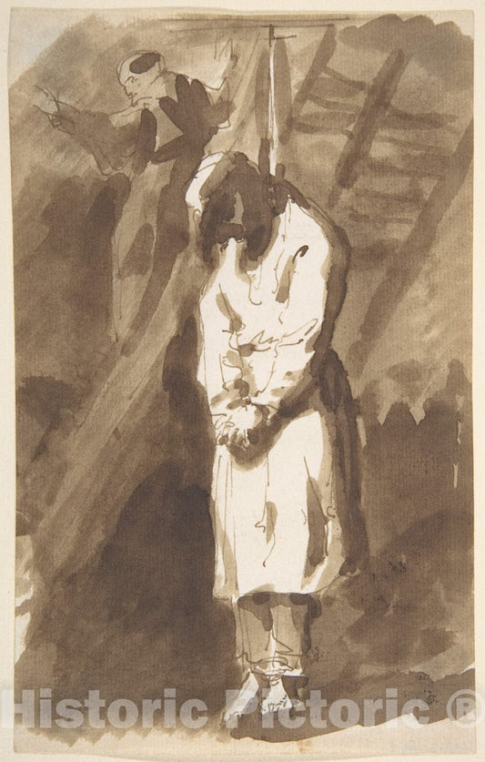 Art Print : Style of Goya - Hanged Man : Vintage Wall Art