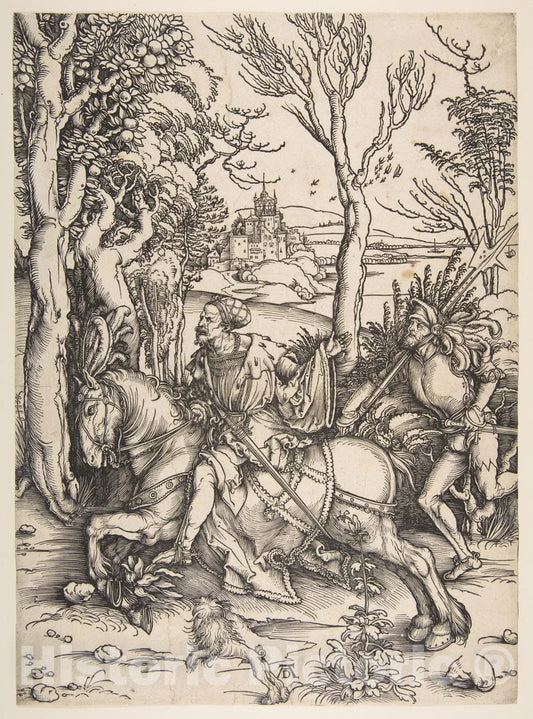 Art Print : Albrecht Dürer - The Knight and Man-at-arms 2 : Vintage Wall Art