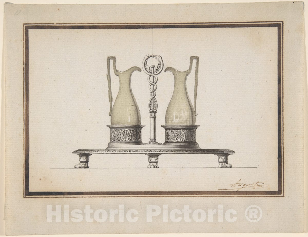 Art Print : Henri Auguste - Design for a Cruet Frame : Vintage Wall Art