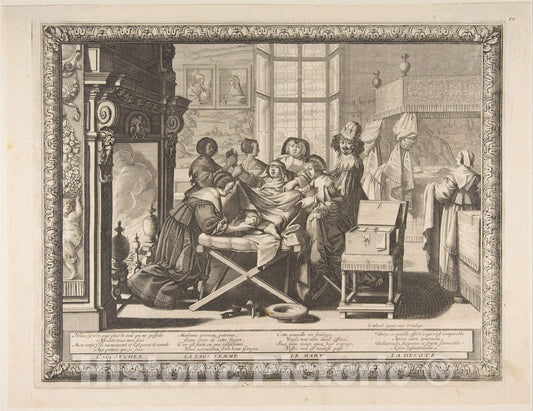 Art Print : Abraham Bosse - Childbirth : Vintage Wall Art