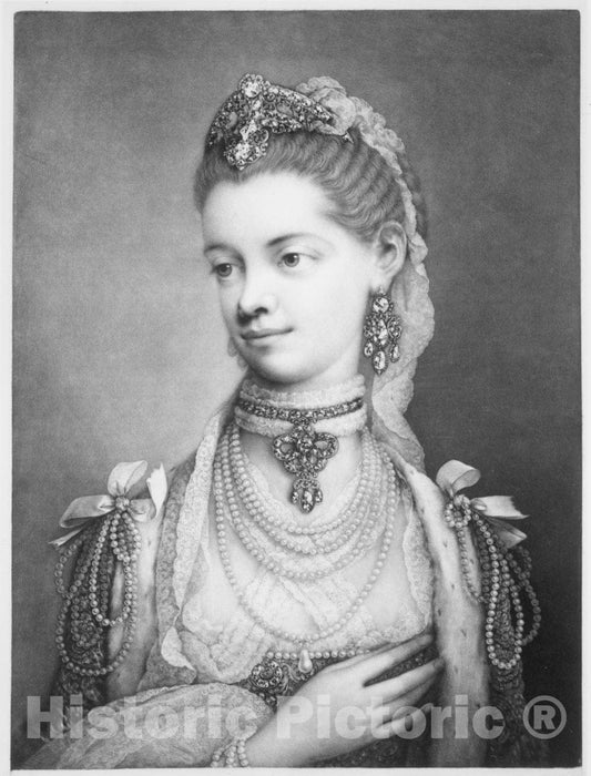 Art Print : Thomas Frye - Her Most Excellent Majesty Charlotte, Queen of Great Britain : Vintage Wall Art