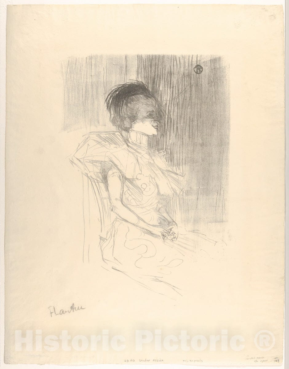 Art Print : Henri de Toulouse-Lautrec - Marcelle Lender Seated : Vintage Wall Art