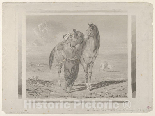Art Print : Eugène Delacroix - A Turk Saddling His Horse : Vintage Wall Art