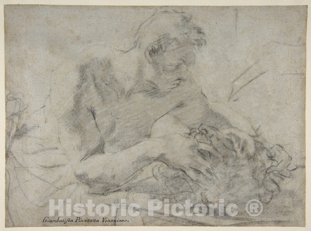 Art Print : Giovanni Battista Piazzetta - David with The Head of Goliath (Recto)
