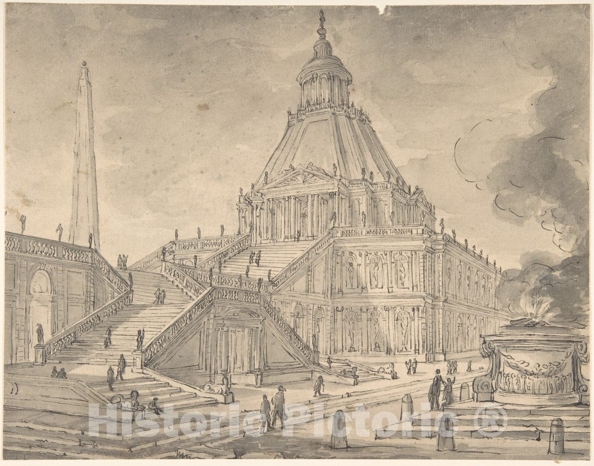 Art Print : Architectural Fantasy - Artist: Italian, First Half of The 18th Century - Created: 18th Century : Vintage Wall Art