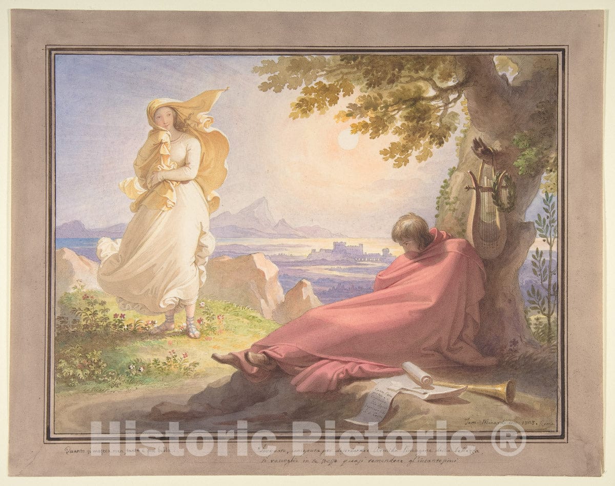 Art Print : Tommaso Minardi - Tasso Contemplating Beauty : Vintage Wall Art