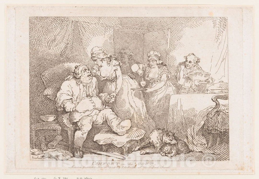 Art Print : Thomas Rowlandson - Comfort in The Gout 1 : Vintage Wall Art