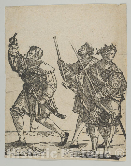 Art Print : Hans Schäufelein - Master of Ceremonies and Torchbearer, from The Wedding Dancers : Vintage Wall Art