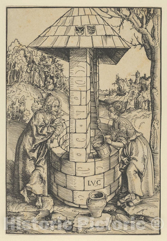Art Print : Lucas Cranach The Elder - Christ and The Woman of Samaria 1 : Vintage Wall Art