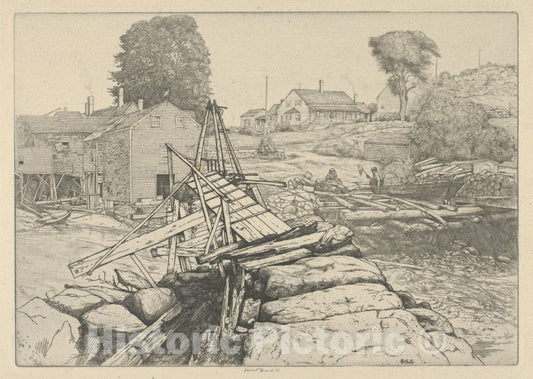 Art Print : Ernest Haskell - Old Sea Dam : Vintage Wall Art