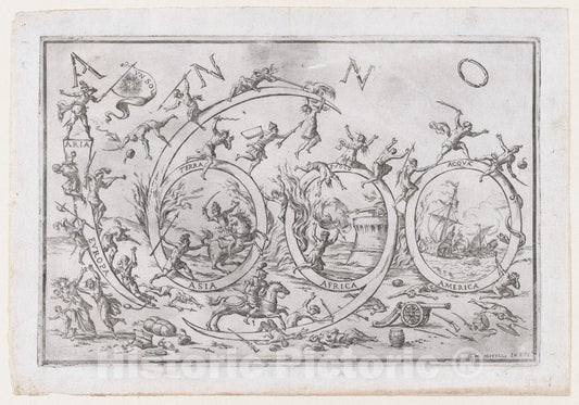 Art Print : Anno 1690'" - Artist: Giuseppe Maria Mitelli - Created: c1690 : Vintage Wall Art