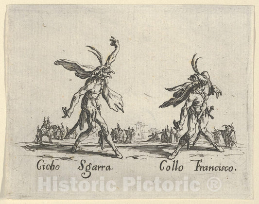Art Print : Jacques Callot - Cicho Sgarra - Collo Francisco, from The Balli di Sfessania : Vintage Wall Art