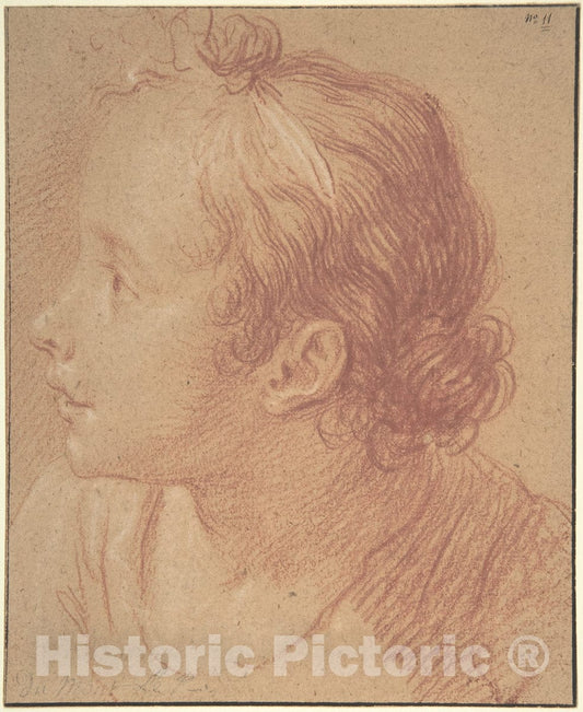 Art Print : Jacques Dumont, Called le Romain - Head of a Young Girl : Vintage Wall Art