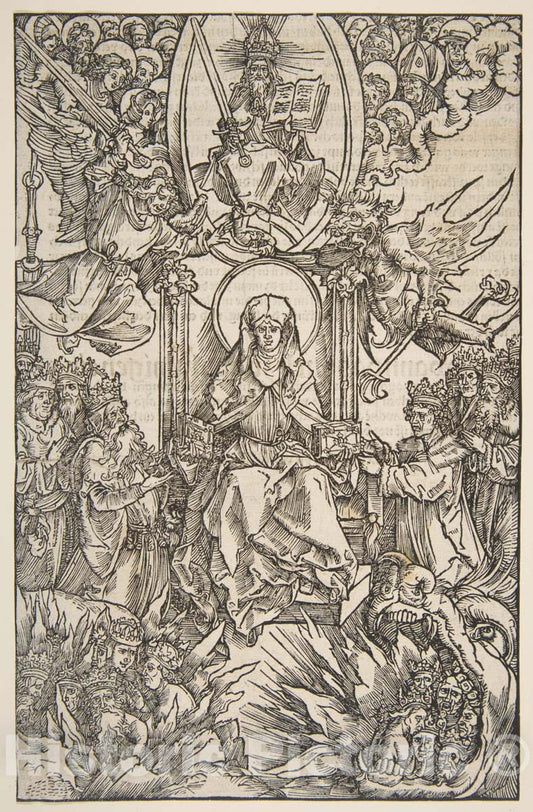 Art Print : Albrecht Dürer - Illustration from Revelations Sancte Birgitte, Koberger Nuremberg 1502 (German Text) : Vintage Wall Art