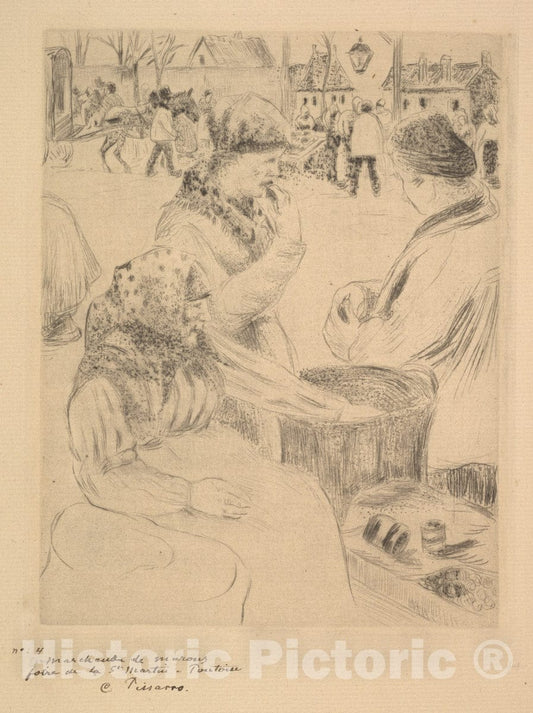 Art Print : Camille Pissarro - Chestnut Vendor, St. Martin's Market, Pontoise : Vintage Wall Art
