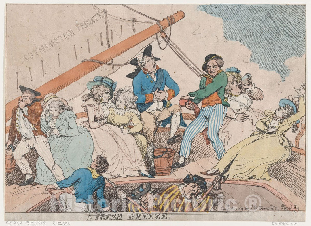 Art Print : Thomas Rowlandson - A Fresh Breeze : Vintage Wall Art