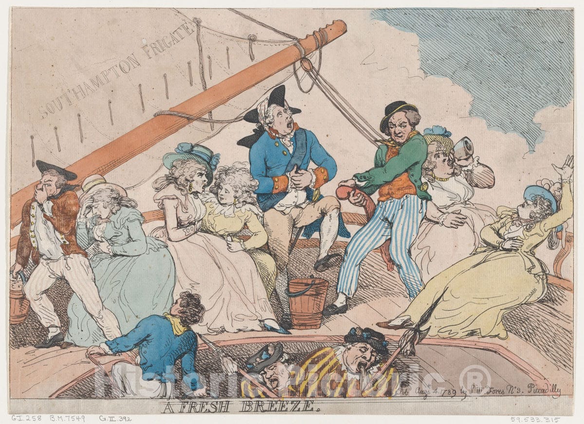 Art Print : Thomas Rowlandson - A Fresh Breeze : Vintage Wall Art