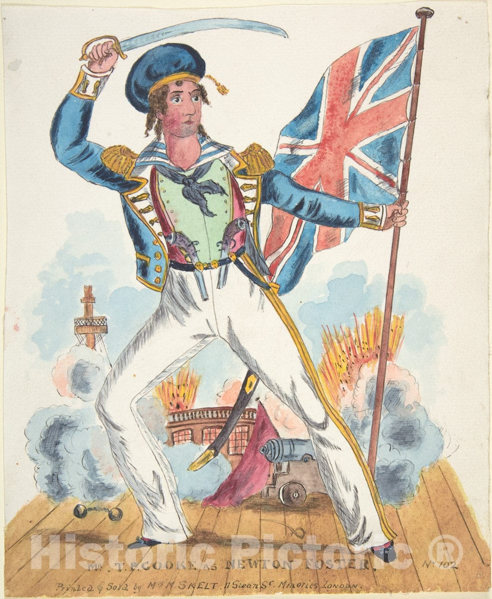 Art Print : British, 19th Century - Mr. T. P. Cooke as Newton Foster : Vintage Wall Art